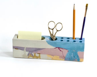 Reserved for Kathleen - Handmade Concrete Desk Organizer