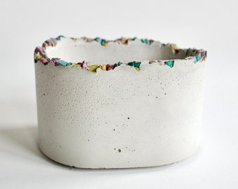 Handmade Concrete Planter - Fragments of Colour - Oval