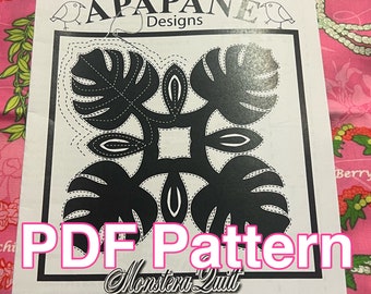 PDF! Pattern "Monstera" Hawaiian Quilt Pattern