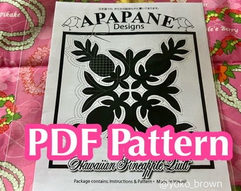 PDF! Pattern "Pineapple" Hawaiian Quilt Pattern