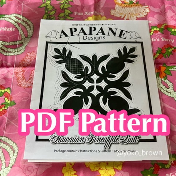 PDF-Datei! Muster ""Ananas"" Hawaii-Quiltmuster."