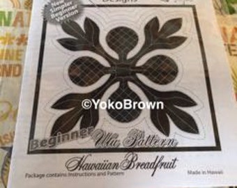 Perfect for beginners! Hawaiian quilt pattern  "Simple Ulu Bread fruit" 20 inch x 20 inch