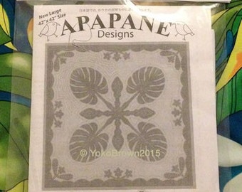 Hawaiian quilt pattern "Monstera & Plumeria" 42 inch x 42 inch