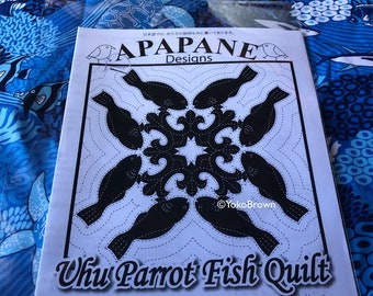 Hawaiian quilt pattern "Uhu parrot fish" 20 inch x 20 inch