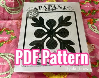 PDF! Pattern  Perfect for beginners "Simple Ulu Bread fruit " Hawaiian Quilt Pattern