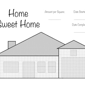 House Mortgage Payoff - Colorable Printable Debt-Free Goal Tracker - Home Downpayment Progress Chart - House with Garage