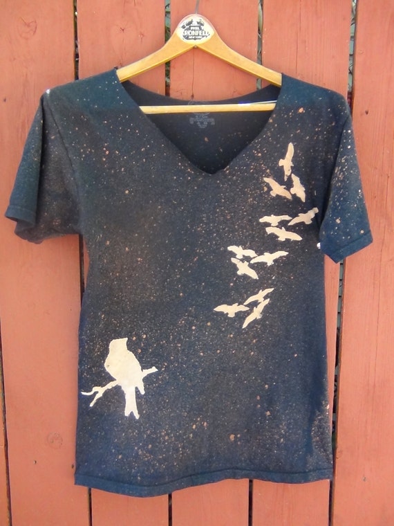 Items similar to Bleached Bird Stencil On T-Shirt on Etsy