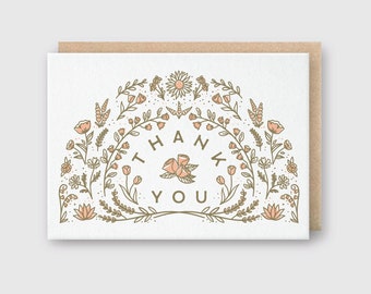 Thank You Flowers Letterpress Greeting Card