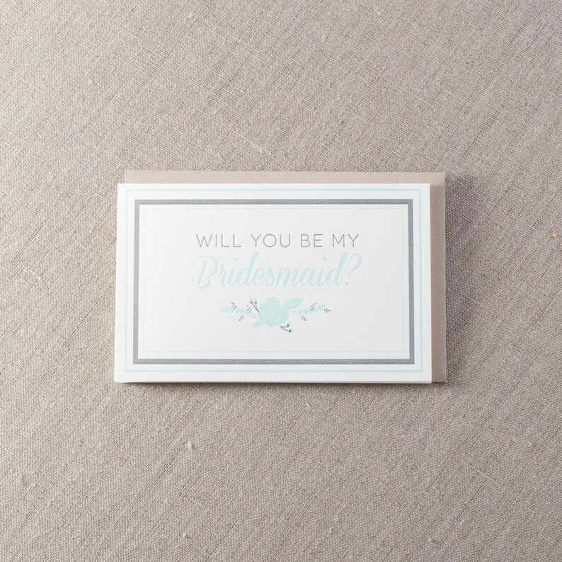 Bridesmaid Letterpress Greeting Card