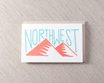 Northwest Mountains Letterpress Greeting Card