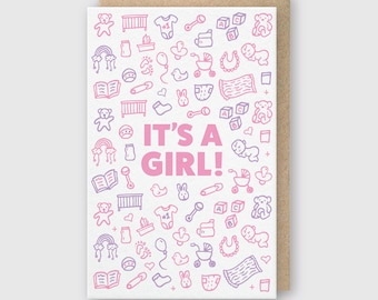 It's A Girl Letterpress Greeting Card