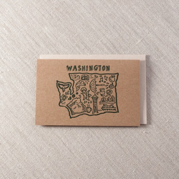 Washington State Sketch Letterpress Greeting card