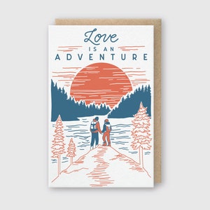 Love Is An Adventure Hikers Letterpress Greeting Card