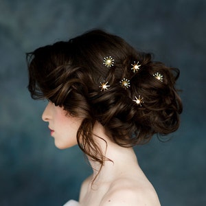 Star Hair Pins, Crystal Hair Pins, Bridal Hair Pin, Wedding Headpiece, Bridal Hairpiece, Gold Hair Accessory, Hair Pin Set, Starburst, LUNA image 7