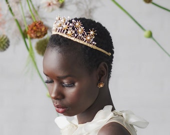 Himmlische Braut Krone, Stern Kopfschmuck, Starburst Hochzeit Tiara, Gold Stern Stirnband, Silber Haarband mit Sternen, Boho Braut, ADELINE