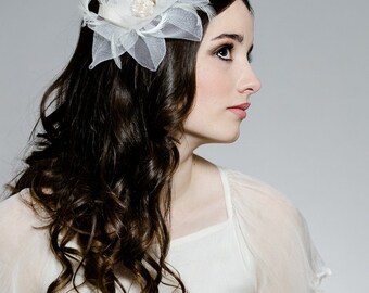 Midnight Black Dahlia Wedding Veil Flower Hair Clip Bridal Special Occasion Bridesmaid Fascinator