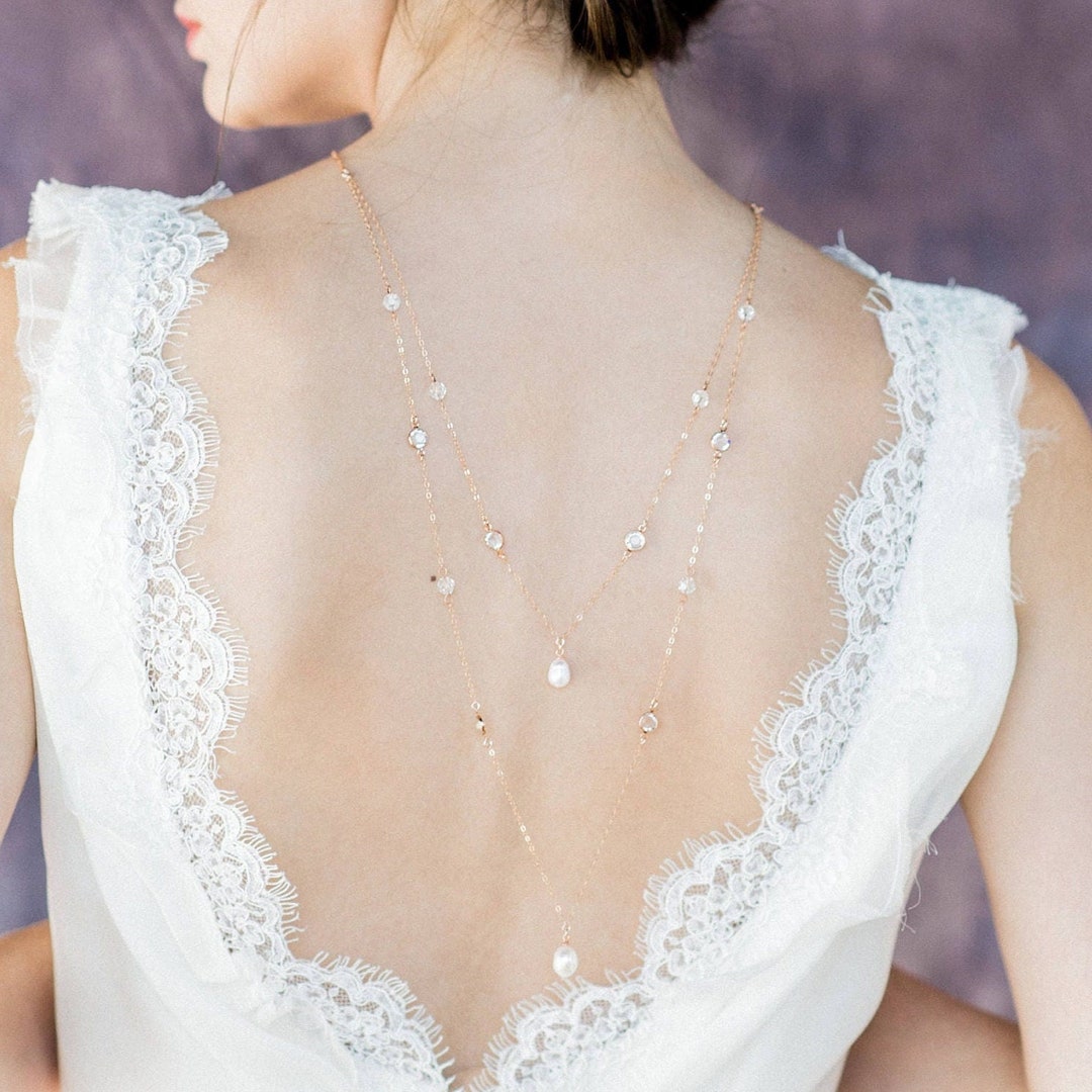 Bridal Back Necklace Low Back Jewelry Wedding Dress Chains Etsy