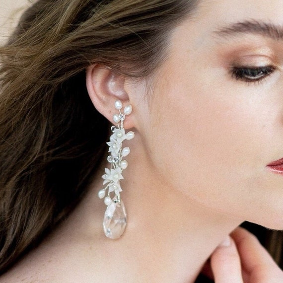 Pearl shop vine earrings