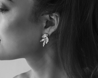Pendientes de novia con cristales plateados: pendientes de boda con diamantes de imitación dorados - KILEY