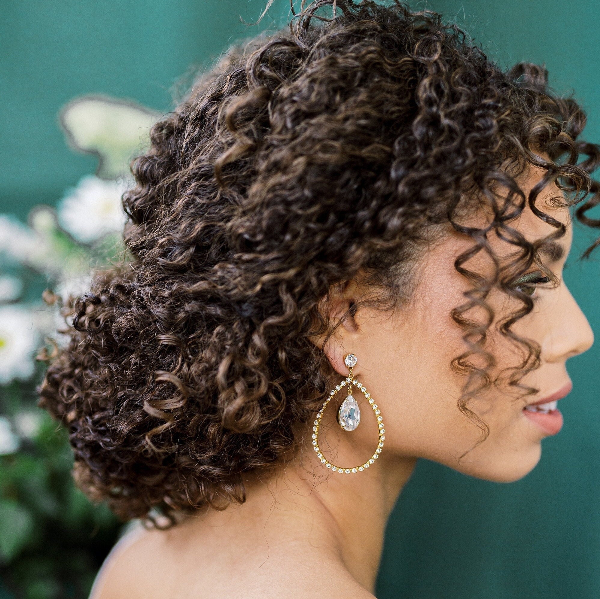 Gold Teardrop Bridal Earrings