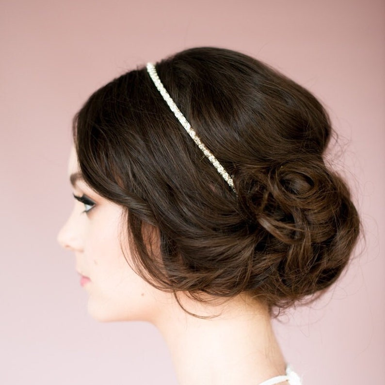 Silver Headband, Pearl Headband, Silver Hairband, Wedding Headband, Rose Gold Headband, Crystal Crown, Pearl Crown, Gold Headband NANCY image 1