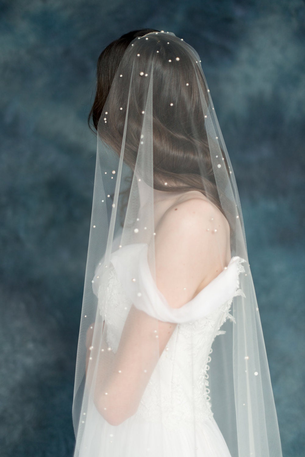 Scattered Pearl Two Layer 50 Long Wedding Veil