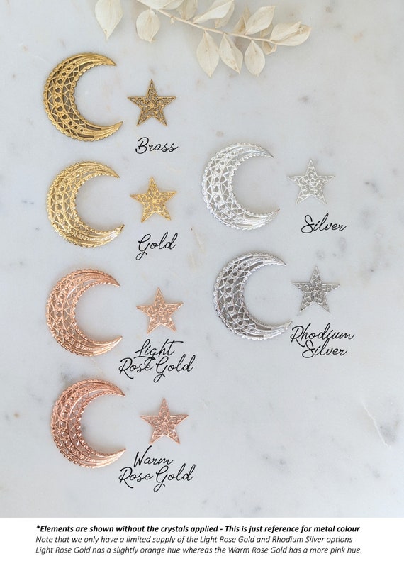 Set of 3 Silver Crystal Crescent Moon and Stars Starburst Hair Pins Rhinestone Silver Stars and Moon Hair Pin Set - Celestial Hair Pin Set  main image 3