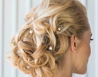 Star Hair Pins, Crystal Hair Pins, Bridal Hair Pin, Wedding Headpiece, Bridal Hairpiece, Gold Hair Accessory, Hair Pin Set, Starburst, LUNA