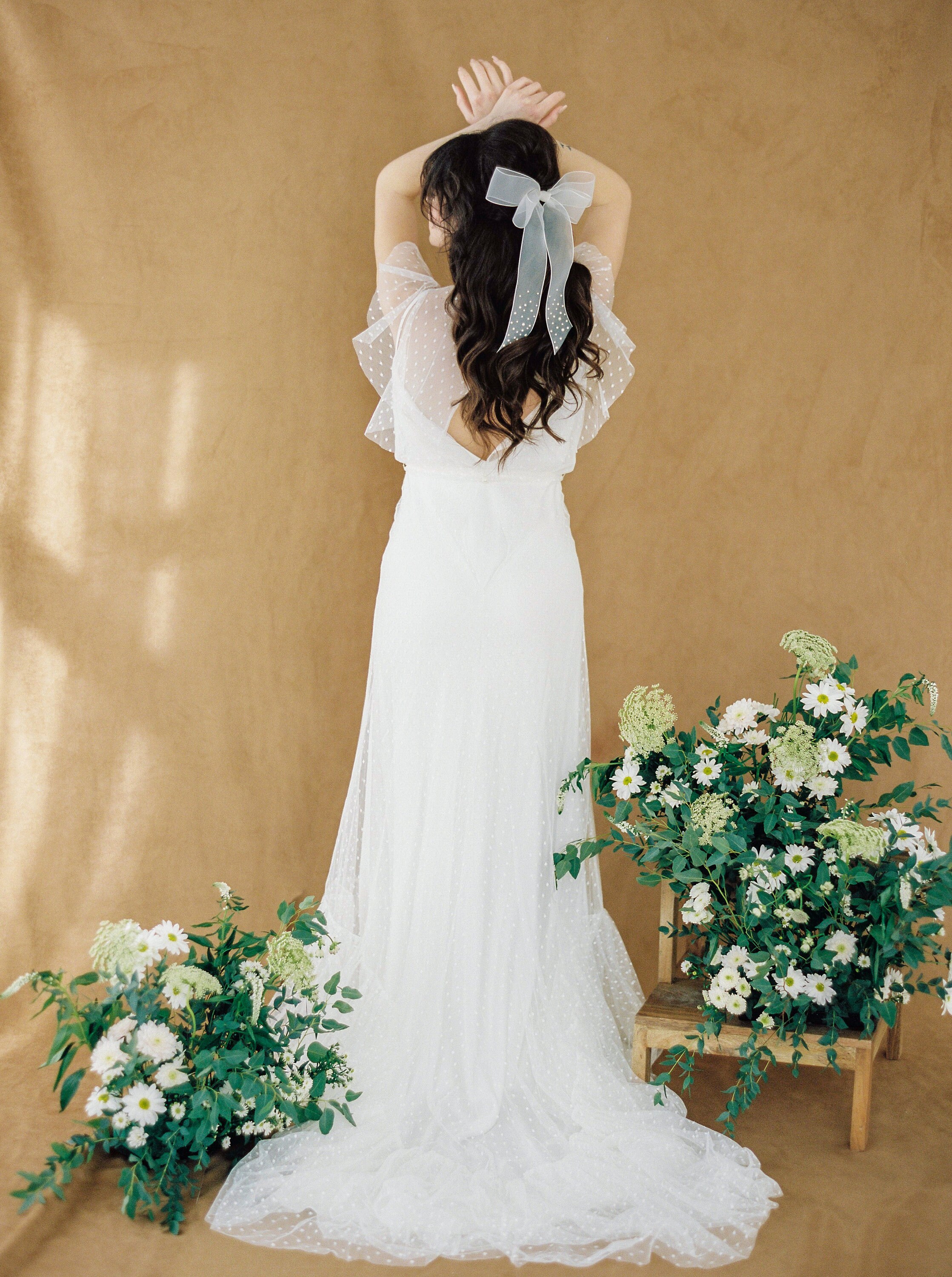 Ivory Bridal Hair Bow With Pearls: Organza Bow Wedding 