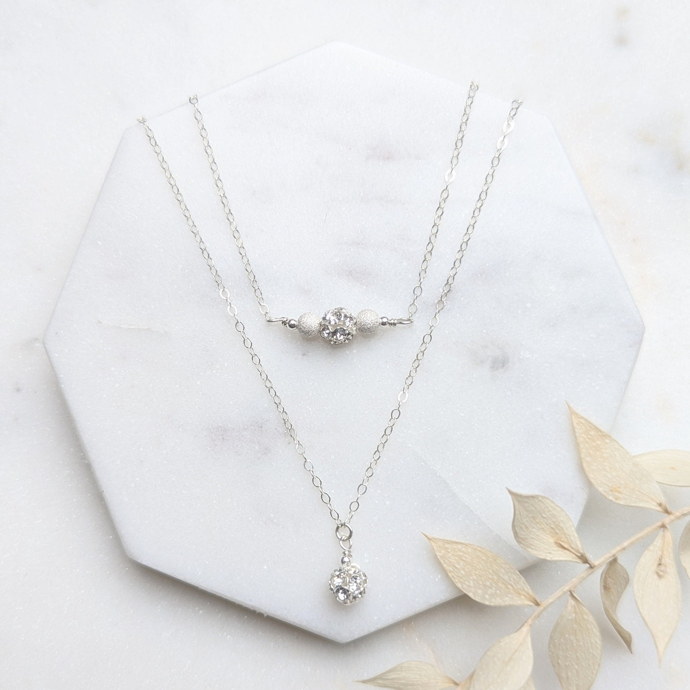 ネックレス・ペンダント Clear Dewdrops Necklace Dewdrop Gemstone Necklace | White/Space