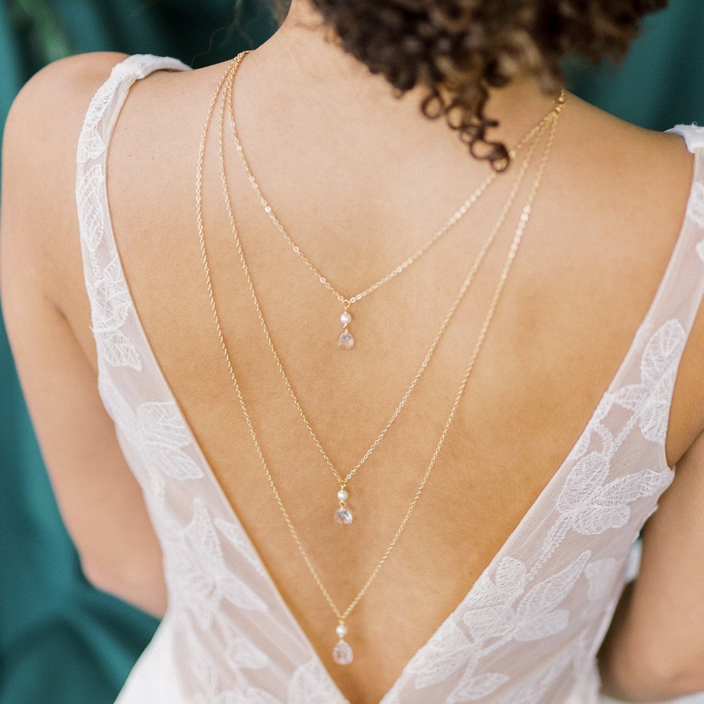 Bridal Wedding Backdrop Necklace HLSOHJP Pearl Backdrop Necklace For Backless  Dress Back Necklace Bridal Long Gold Drop Back Chain Body Jewelry Women's  Beach Pearl Backdrop Chain