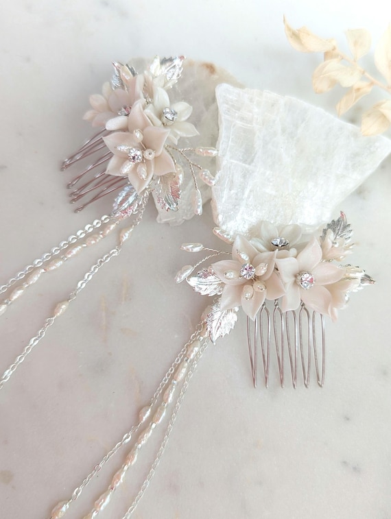 Freshwater Pearl Bridal Hair Chain: Wedding Headpiece With  display picture 1