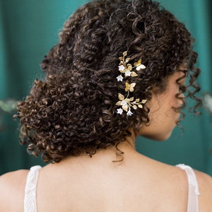 Gold Bridal Hair Pins with Leaves and Butterflies - HAZEL
