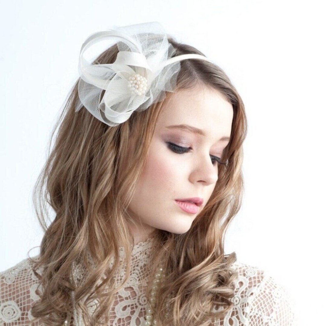Ivory Bridal Fascinator, Wedding Headband, Bridal Shower Headpiece ...