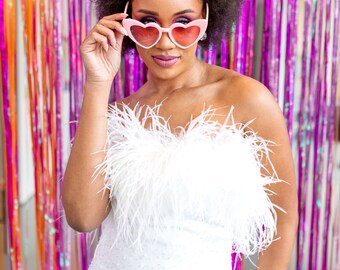 Ostrich Feather Bridal Hair Pins Set of 3, Vintage Inspired  display picture 2