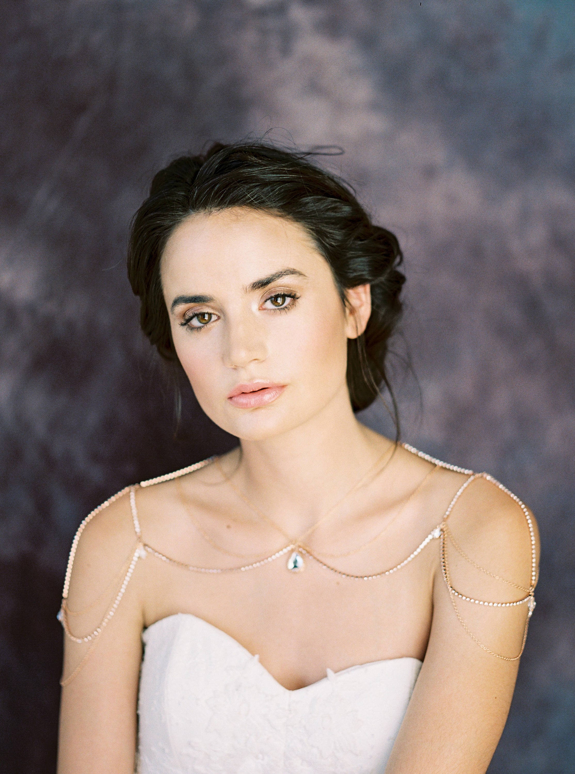 Gold Crystal Shoulder Necklace Rose 