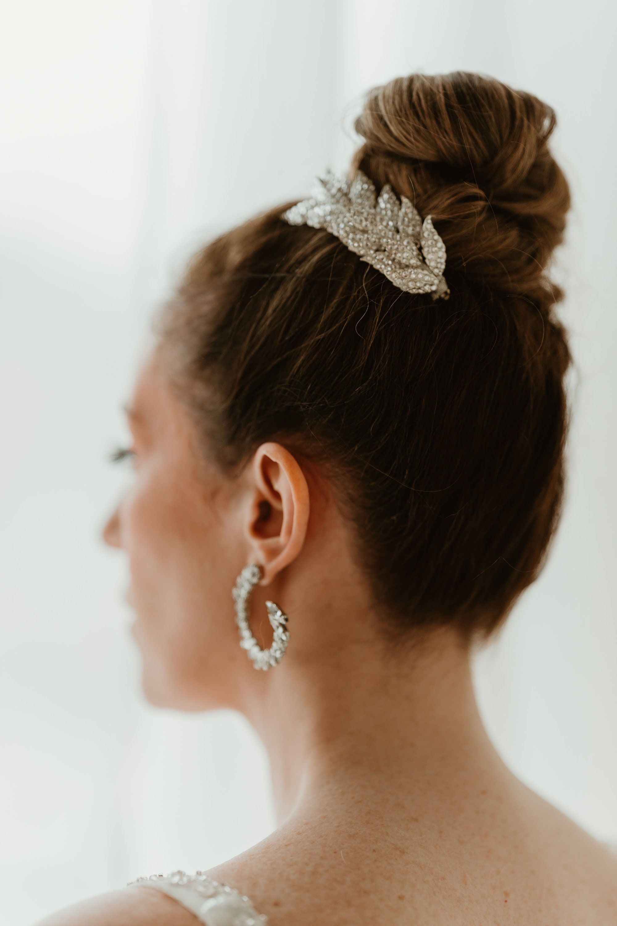 Easedaily Braut-Haarkamm Silber Mit Strass & Blatt-Design - Zierlicher Haarspangenschmuck Für Hochzeit & Festliche Anlässe