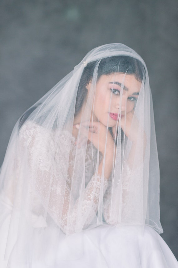 Juliet Veil With Blusher Vintage Wedding Veil Ivory Cap - Etsy