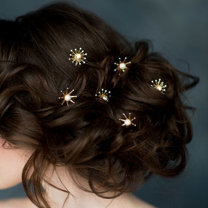 Star Hair Pins, Crystal Hair Pins, Bridal Hair Pin, Wedding Headpiece, Bridal Hairpiece, Gold Hair Accessory, Hair Pin Set, Starburst, LUNA image 2