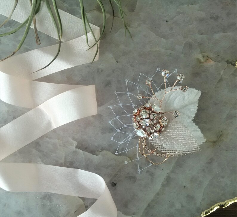 Gold Leaf Hair Clip Rose Gold Fascinator Ivory Hairpiece Etsy