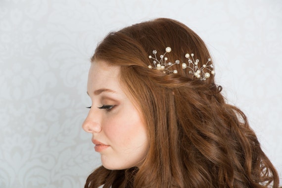 Pearl Crystal Hair Pins Rose Gold Hair Pins Twig Hair Pins Etsy