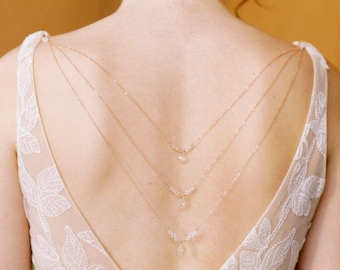 Detachable Crystal Bridal Back Necklace for Backless Wedding Dress - ELLIE