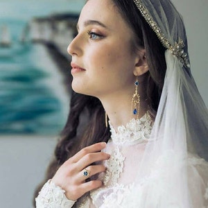 Gold Juliet Veil, Crystal Bridal Cap Veil, Vintage Wedding Veil, Ivory Boho Veil, Silver Beaded Lace Veil, Rose Gold Bohemian Veil, SUSSANAH image 5