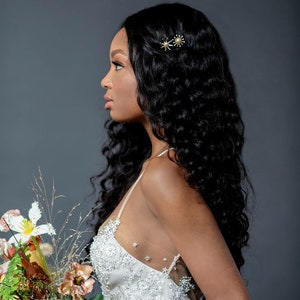 Star Hair Pins, Crystal Hair Pins, Bridal Hair Pin, Wedding Headpiece, Bridal Hairpiece, Gold Hair Accessory, Hair Pin Set, Starburst, LUNA image 6