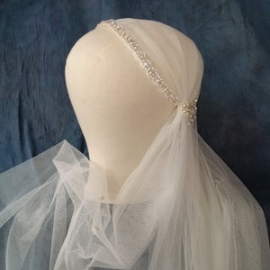 Gold Juliet Veil, Crystal Bridal Cap Veil, Vintage Wedding Veil, Ivory ...