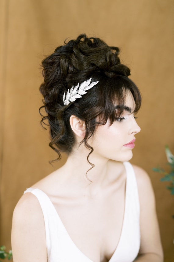 Silver Crystal Leaf Bridal Hair Comb Crystal Leaf Wedding Hair Comb: Silver Bridal Hair Piece  main image 2