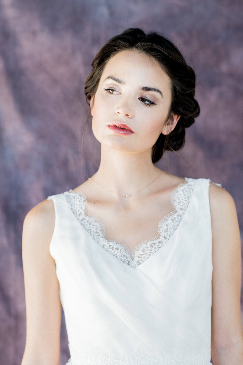 Rose Gold Crystal Drop Pendant Back Necklace Gold Dainty Y Etsy