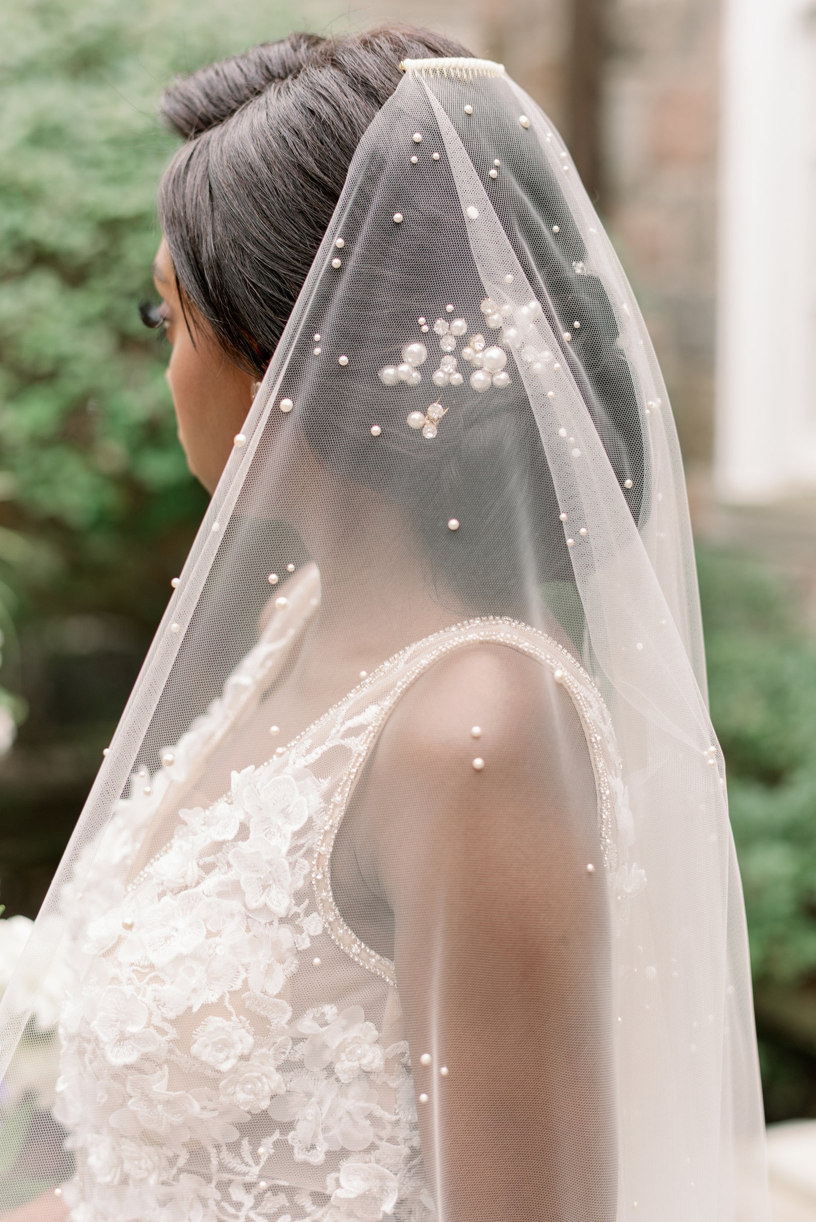 Pearl Wedding Veil Ivory Bridal Veil Polka Dot Veil Etsy