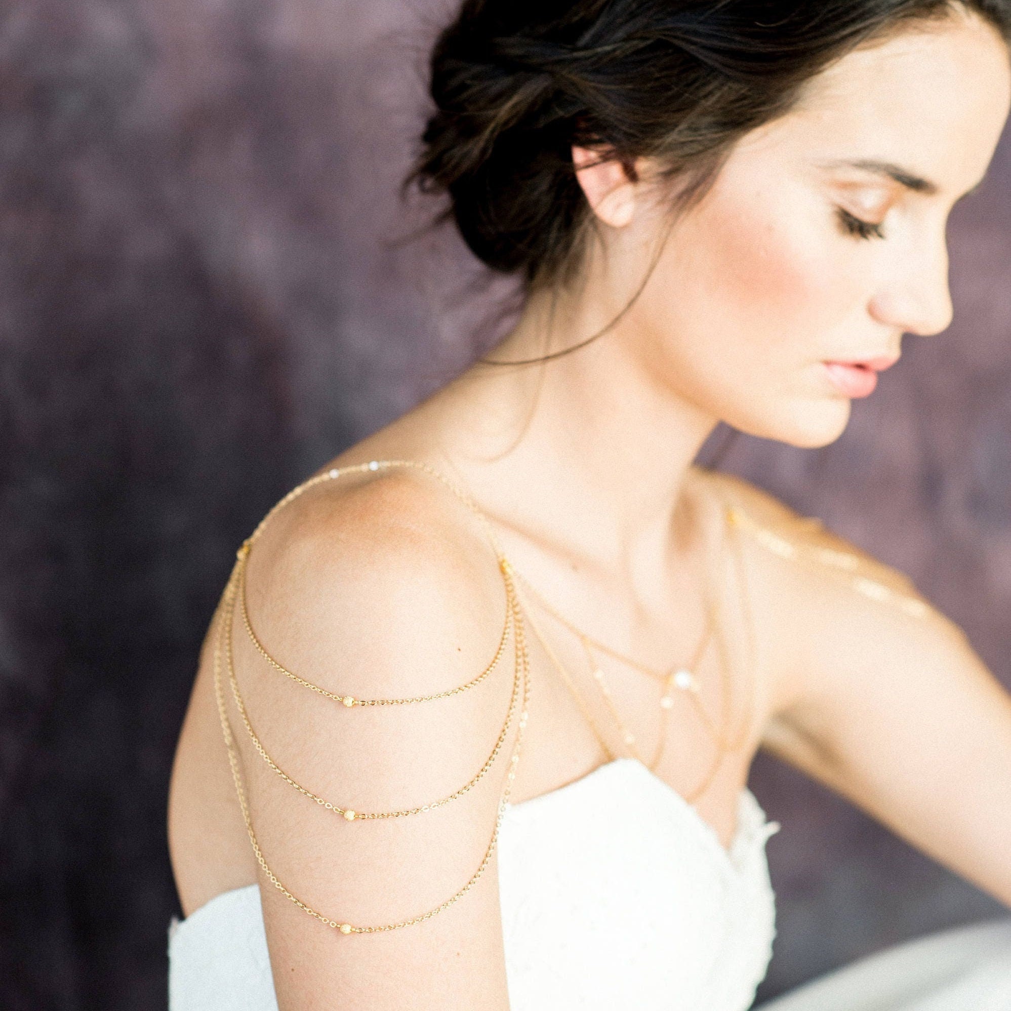 Gold Pearl Shoulder Chain Necklace Gold Pearl Shoulder Chain Necklace