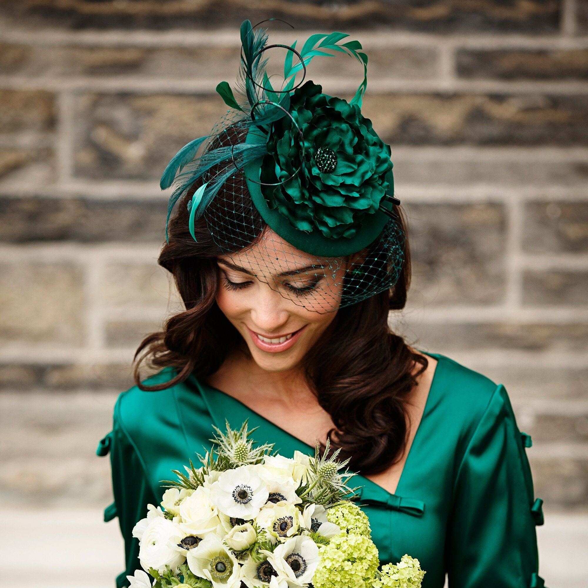 Demonstreer lila Neuken Emerald Green Fascinator Feather Hairpiece High Tea - Etsy